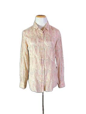 "The Perfect Shirt" by J. Crew Size 2 Thin Paisley Button-Up Shirt Cotton Silk